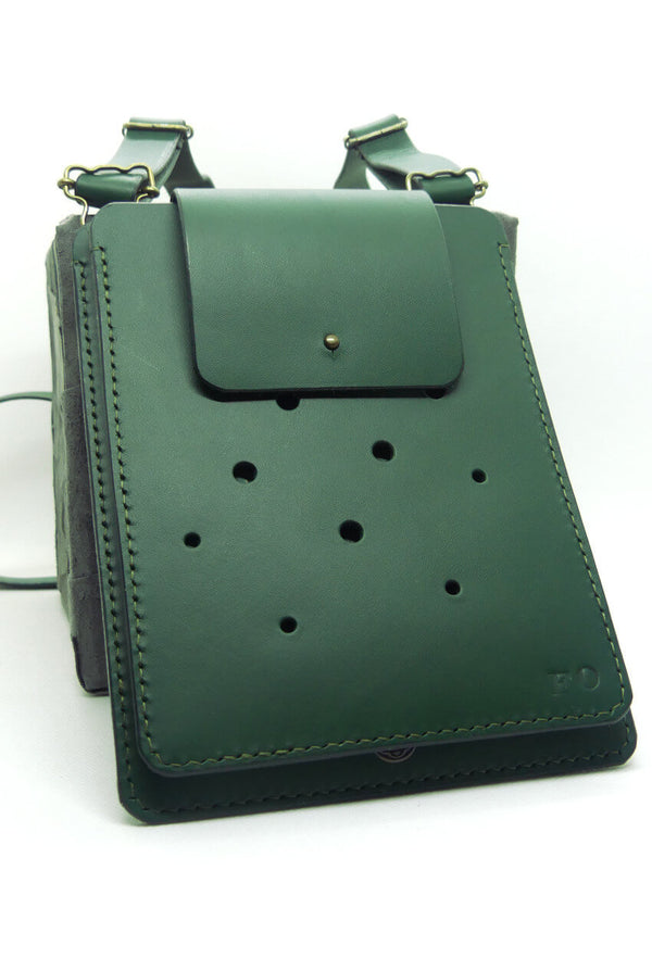 Pochette pour téléphone portable en cuir vert
