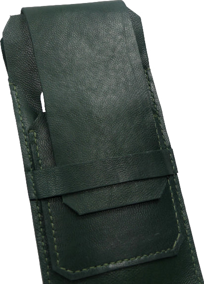 Etui en cuir basane vert pour 4 stylos