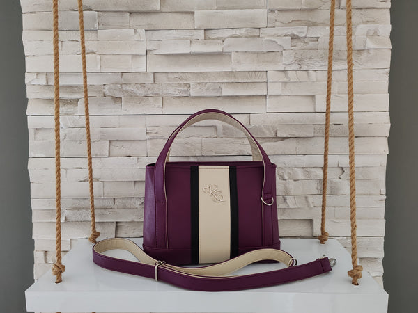 Sac à main "Sofisty" à la main ou bandoulière violet noir et beige