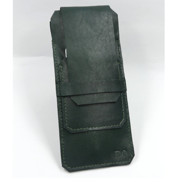 Etui en cuir basane vert pour 4 stylos