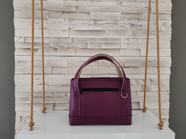 Sac à main "Sofisty" à la main ou bandoulière violet noir et beige