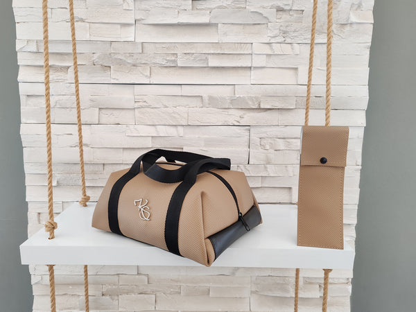 Glacière "Solo"  Sac isotherme beige perforé et noir