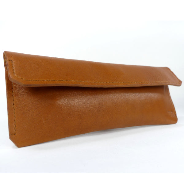 Trousse en cuir marron cognac