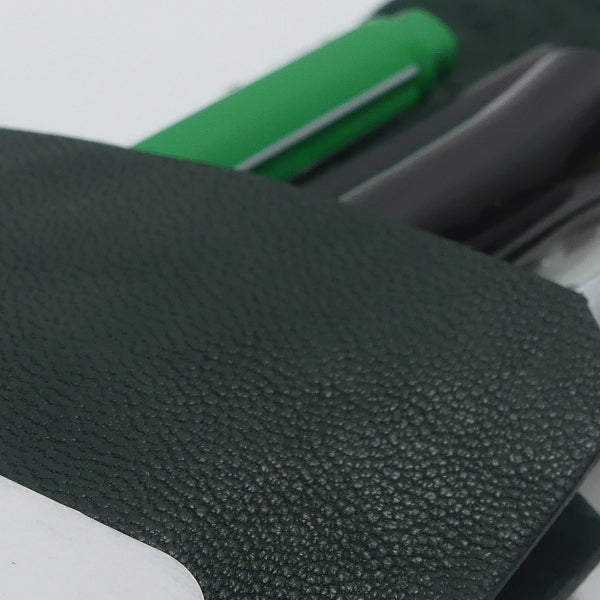 Etui en cuir basane vert pour 4 stylos