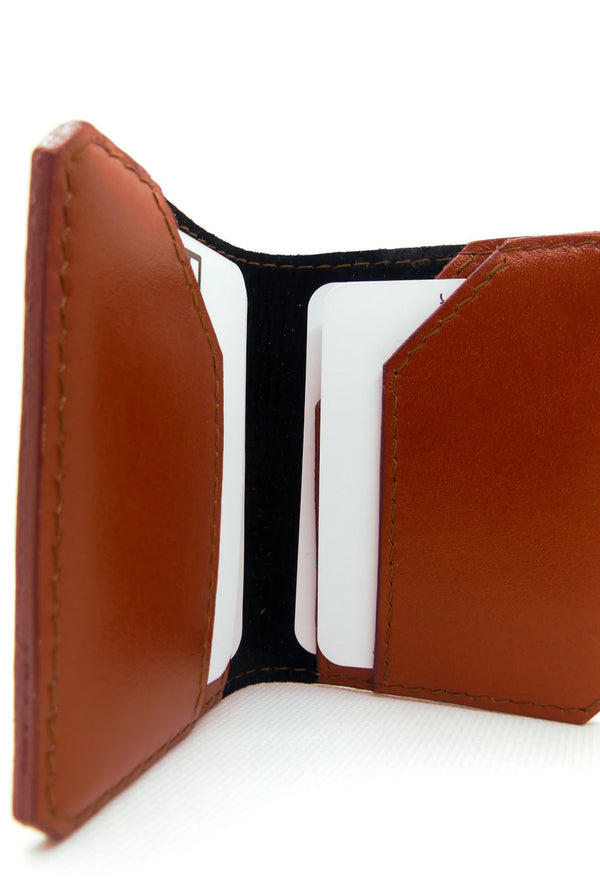 Porte-cartes en cuir lisse Marron Brique - Gamme Luxe