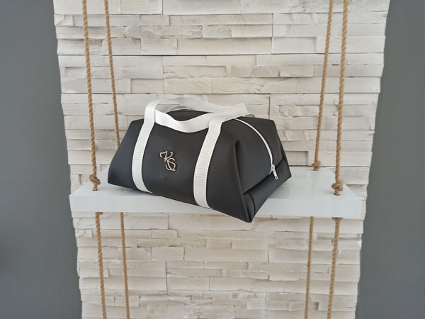 Glacière "Duo" Sac isotherme noir perforé motif et blanc