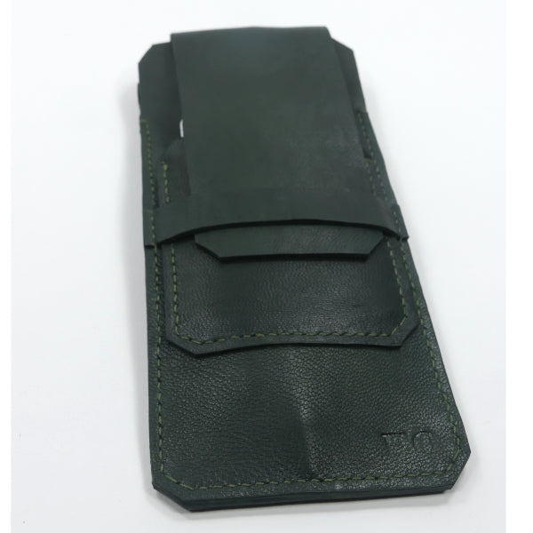 Etui en cuir basane vert pour 4 stylos