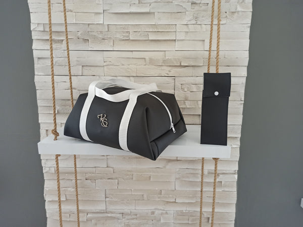 Glacière "Duo" Sac isotherme noir perforé motif et blanc