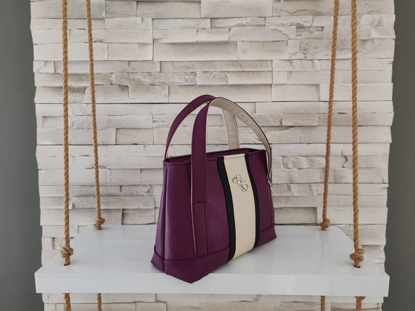 Sac à main "Sofisty" à la main ou bandoulière violet noir et beige