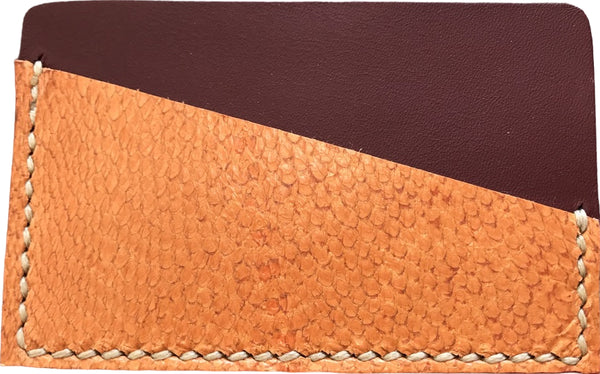 Porte-cartes minimaliste cuir marin rose parme / orange 3