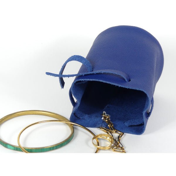 Bourse en cuir grainé bleu pour bijoux - Mon-petit-sac.fr