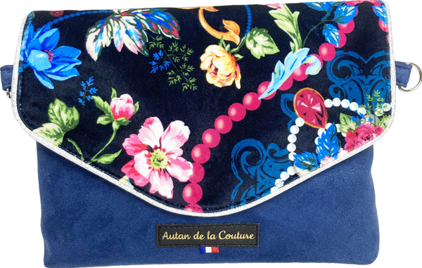 Petit sac caméléon suédine bleu (3 rabats compris)