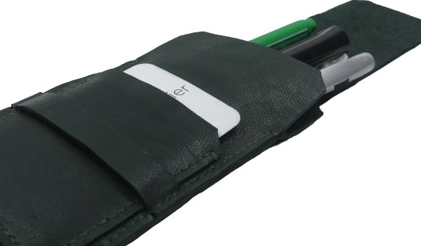 Etui en cuir basane vert pour 4 stylos - Mon-petit-sac.fr