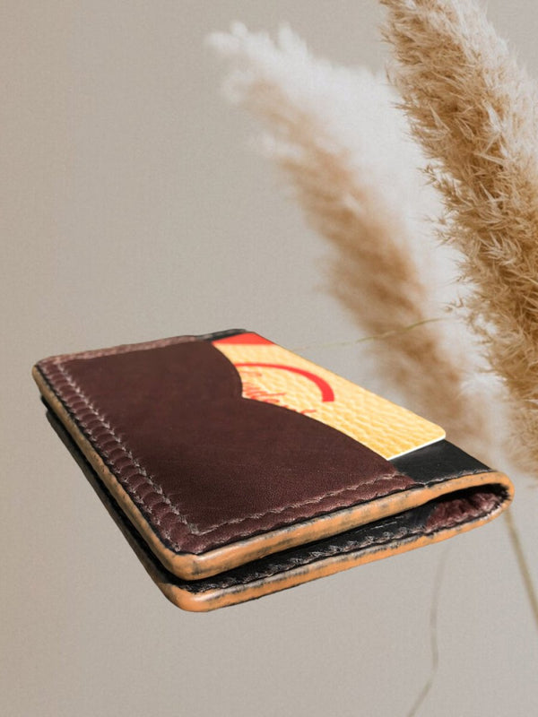Etui ORIGIN cartes-monnaie en cuir brun / noir - Mon-petit-sac.fr