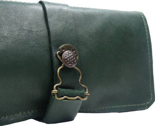 Marmotte en cuir vert pour 2 montres - Mon-petit-sac.fr