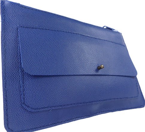 Pochette de sac bleu en cuir grainé - Mon-petit-sac.fr