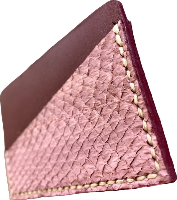 Porte-cartes minimaliste cuir marin rose parme / orange - Mon-petit-sac.fr