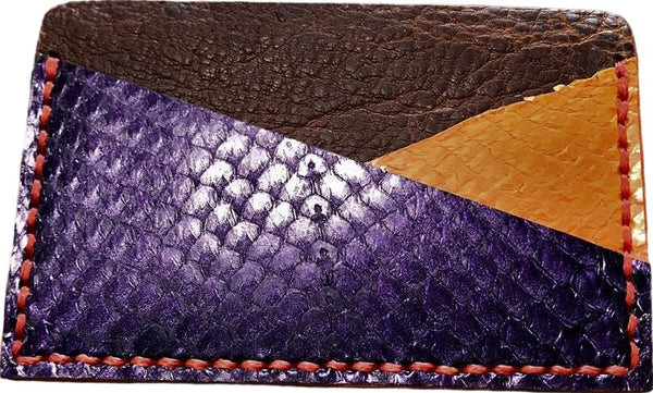 Porte-cartes minimaliste cuir marin ultra-violet / orange / vert sapin - Mon-petit-sac.fr