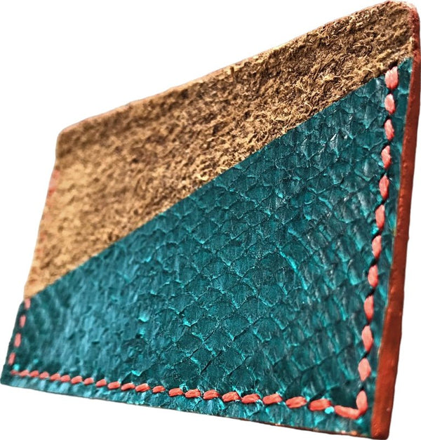 Porte-cartes minimaliste cuir marin ultra-violet / orange / vert sapin - Mon-petit-sac.fr