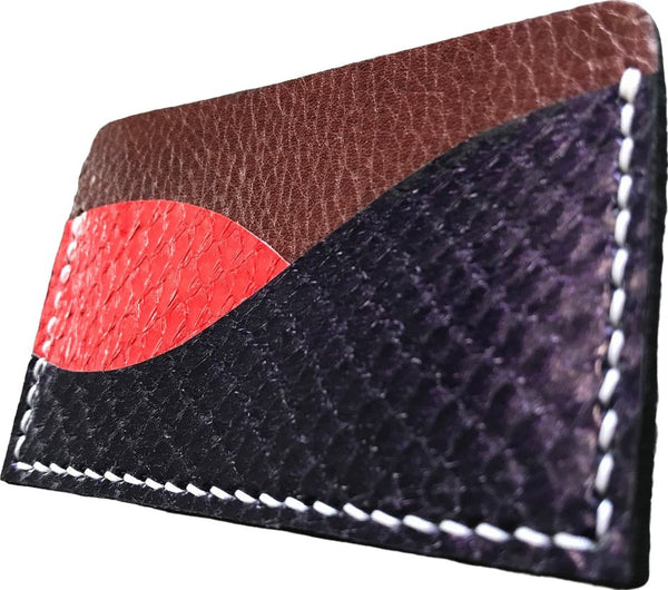 Porte-cartes minimaliste cuir marin ultra violet / rouge vif / soleil / choco / noir - Mon-petit-sac.fr