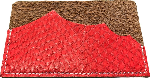 Porte-cartes minimaliste cuir marin vert intense/rouge vermillon - Mon-petit-sac.fr