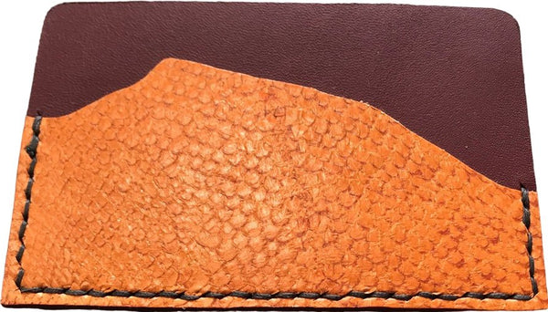 Porte-cartes minimaliste cuir marin vert sapin/orange - Mon-petit-sac.fr