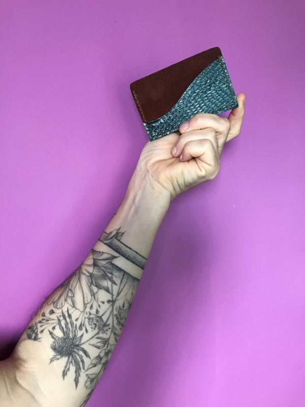 Porte-cartes minimaliste cuir marin vert sapin/vert intense/chocolat - Mon-petit-sac.fr