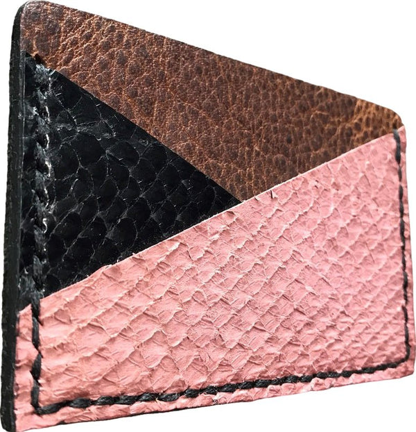Porte-cartes minimaliste en cuir marin parme/noir - Mon-petit-sac.fr