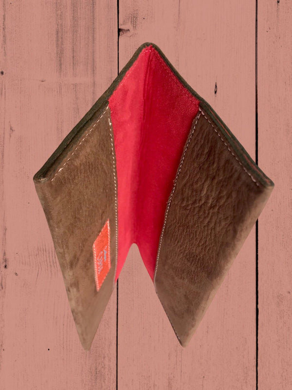 Porte-chéquier ERRETEGIA cuir marron/rouge -Modèle unique- - Mon-petit-sac.fr