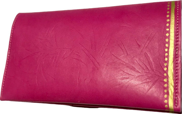 Porte-chéquier ERRETEGIA cuir rose/moka -Modèle unique- - Mon-petit-sac.fr