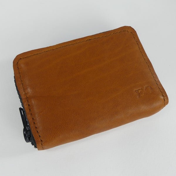 Porte monnaie Zip en cuir marron cognac - Mon-petit-sac.fr