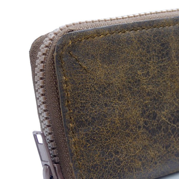 Porte monnaie Zip en cuir marron vintage - Mon-petit-sac.fr