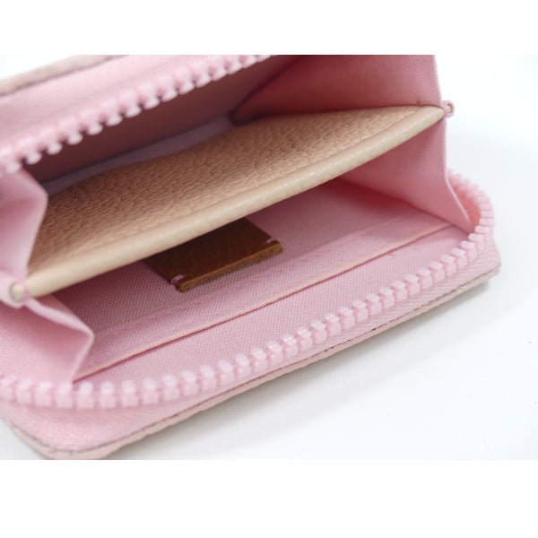Porte monnaie Zip en cuir rose nude grainé - Mon-petit-sac.fr