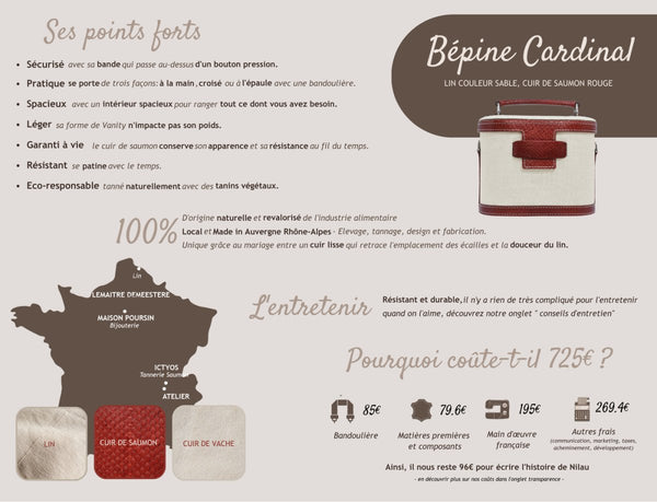 Sac à main à bandoulière Bépine Cardinal - Mon-petit-sac.fr