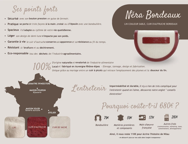 Sac à main Néra Bordeaux - Mon-petit-sac.fr