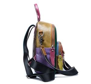 petit sac à dos en cuir véritable patchwork fait main 