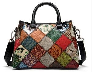 petit sac à main patchwork en cuir véritable pour femme