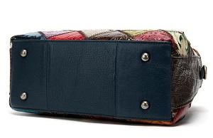 dessous du sac à main en cuir véritable pour femme effets patchwork et quatre pieds métallique