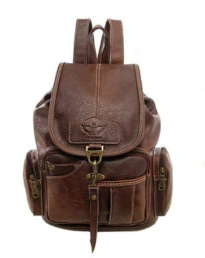 sac à dos vintage marron foncé