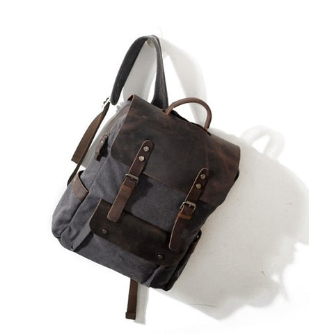 sac à dos vintage tendance en toile et cuir